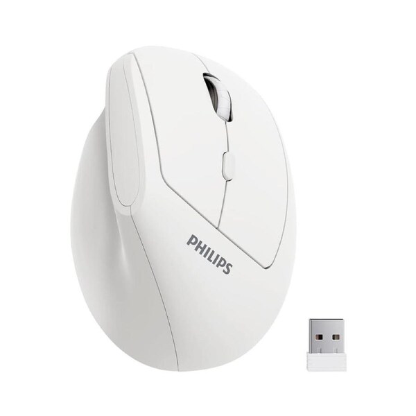 Philips Ergonomic Mouse - Vertical Mouse with 800/1200/1600 Adjustable DPI 6 Silent Buttons 2.4GHz Wireless Mouse for Laptop Desktop PC