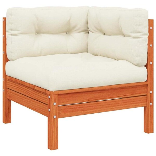 Garden Sofa Corner with Cushions Wax Brown Solid Wood Pine vidaXL