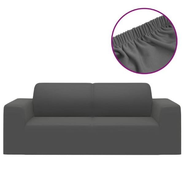 2-Seater Stretch Couch Slipcover Anthracite Polyester Jersey vidaXL