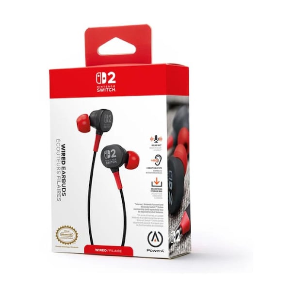 PowerA Nintendo Switch 2 Wired Earbuds W/ Mic Drawstring Bag 3.5mm Jack