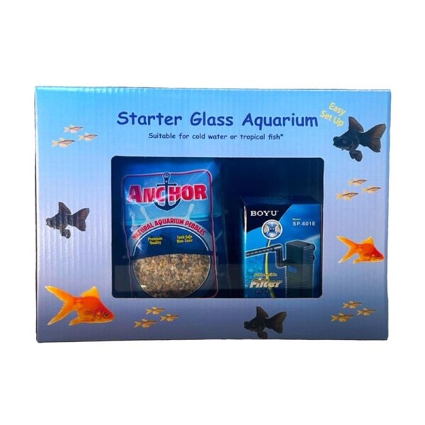 Showmaster Starter Glass Fish Aquarium Tank Kit With Filter 16L