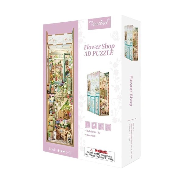 288pc Tonecheer Flower Shop 3D LED Puzzle Kit Book Nook 15Y+