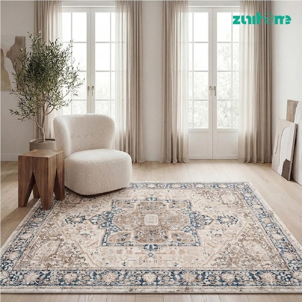 ZUNI Baby Floor Mat Washable Short Pile Play Mat Living Room 120x160CM Pale Blue