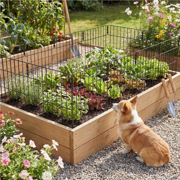 Advwin Pet Fence, 20 Panel Foldable Dog Playpen for Puppy, Decorative Garden Fence, Indoor & Outdoor Use, 43 * 33CM, Black