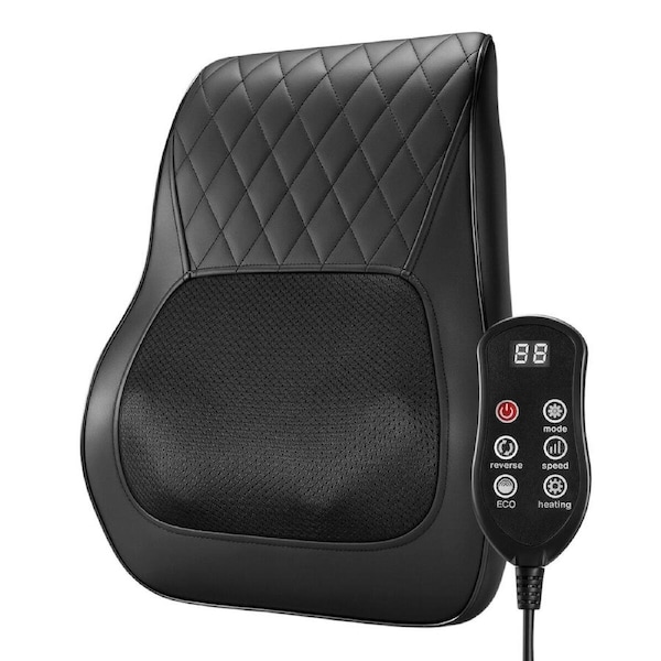 Heated Back Massager Shiatsu Neck Shoulder Lumbar Leg Body Deep Tissue Relaxing Massaging Cushion Portable Electric Heating Kneading Pillow Controller