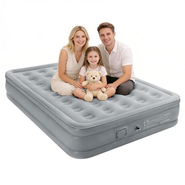Queen Air Mattress 40cm Raised Inflatable Camping Blow Up Bed with Built In Pump Portable Home Guest Room Electric Airbed Comfortable Sleeping 295kg