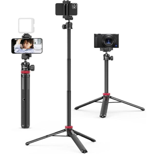 ULANZI MT-44 Extendable Phone Tripod, 59" Selfie Stick Tripod Phone Stand with 2 in 1 Phone Clip, 360° Ball Head Camera Tripod for iPhone Sony Canon Action Camera, Lightweight for Travel
