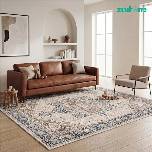ZUNI Baby Floor Mat Washable Short Pile Play Mat Living Room 160x230CM Pale Blue