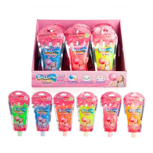 Balloon Slime with Straw - 3 Assorted Bright Colours, Fun Gooey Toy