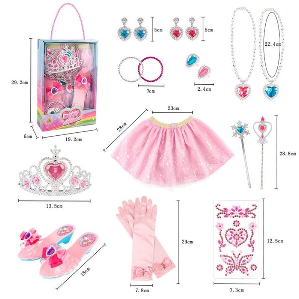 HOLALA Princess Dress Up Set for Girls 3-6 Shoes Crowns Skirts-Pink