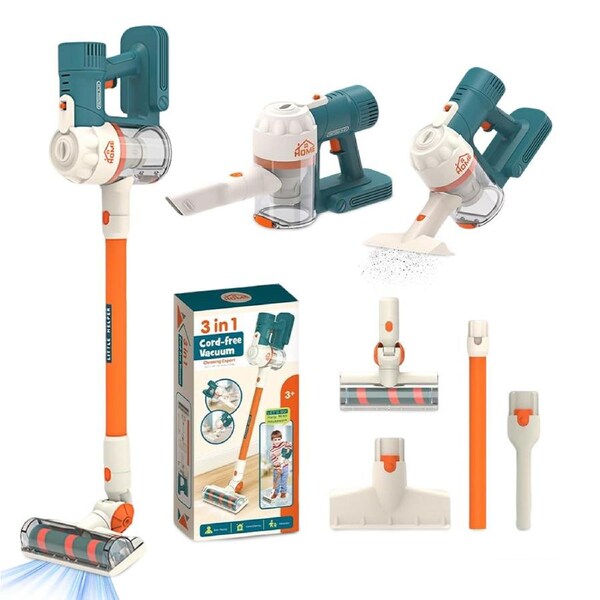 HOLALA Kids Vacuum Toy Set 3-in-1 Cordless Wall Hanging Vacuum