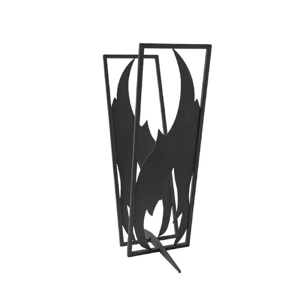 Alfred Riess Black Powder Design Coated Steel Fireplace Log Rack Flame