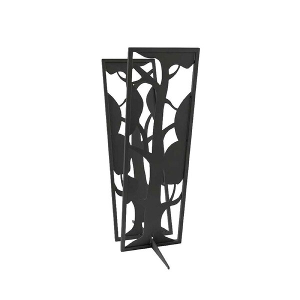 Alfred Riess Black Powder Design Coated Steel Fireplace Log Rack Tree
