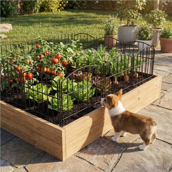 Advwin Pet Fence, 10 Panel Foldable Pet Playpen for Puppy Rabbit Little Animal, Decorative Garden Fence, Indoor & Outdoor Use, 43.6 * 38CM, Black