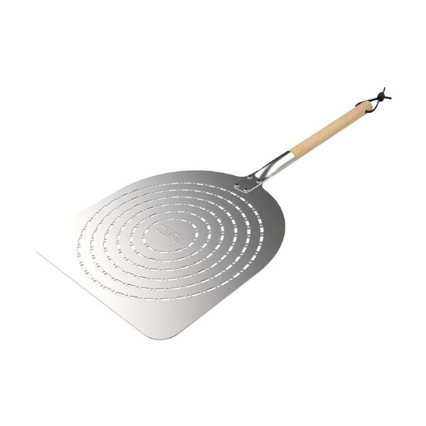 ZiiPa Eva Perforated Aluminium Handle Short Pizza Peel 65cm Beechwood