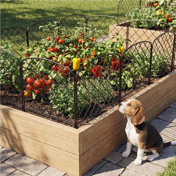 Advwin Pet Fence, 10 Panel Foldable Pet Playpen for Puppy Rabbit Little Animal, Decorative Garden Fence, Indoor & Outdoor Use, 33 * 46.3CM, Black