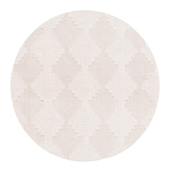 Loopsie Ilora Ivory Checkered Round Rug 200cm x 200cm