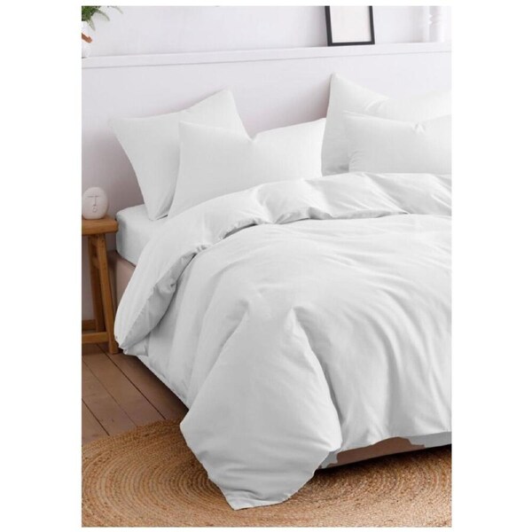 The Lighthouse Washed Cotton Quilt Duvet Cover Bedding Set King Bed White