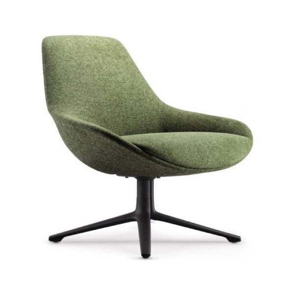 Lutie Club Olive Lounge Chair - Upholstered Designer Armchair with Black Steel Legs