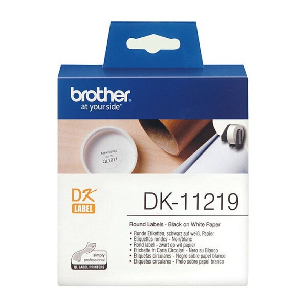 Brother DK-11219 Genuine Round White Labels - 12mm Diameter