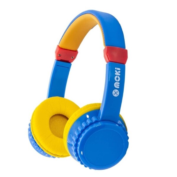 Moki Play Safe Kids Headphones – Blue/Yellow - Volume-Limited, Safe Listening