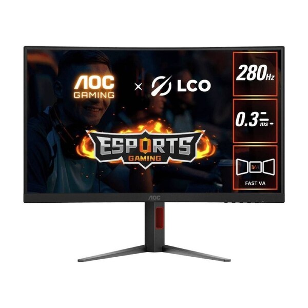 AOC 27" Curved Gaming Monitor – 280 Hz FHD (1920×1080), 0.3 ms Response, Adaptive-Sync, HDR10