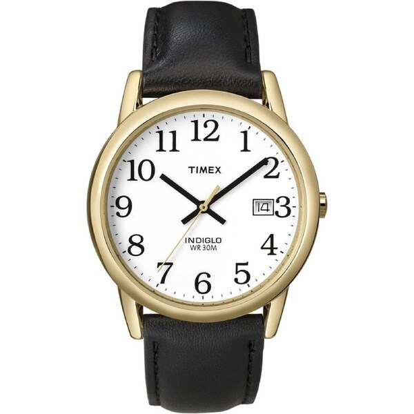 Timex Easy Reader White/Black Leather Men's 30m Analog Watch T2H291
