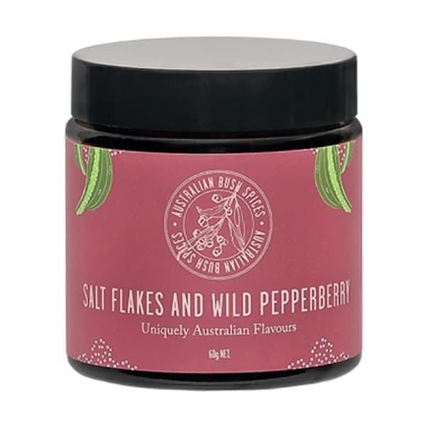 Australian Bush Spices Natural Pink Salt Flakes and Pepperberry Blend 60g