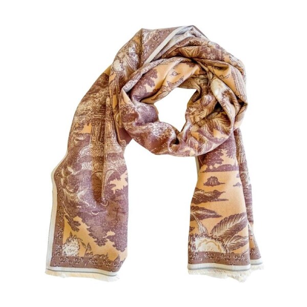 Urban Products Araminta Toile Scarf Camel Pattern Women's Accessory 180cm