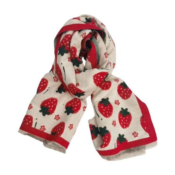 Urban Products Strawberry Scarf Red Pattern Women's Accessory 180cm