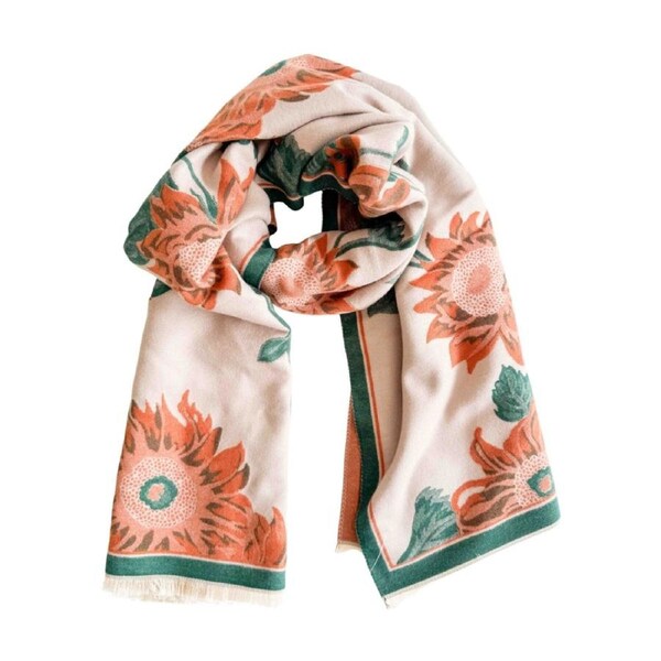 Urban Products Sunflower Scarf Orange Floral Pattern Women's Accessory 180cm