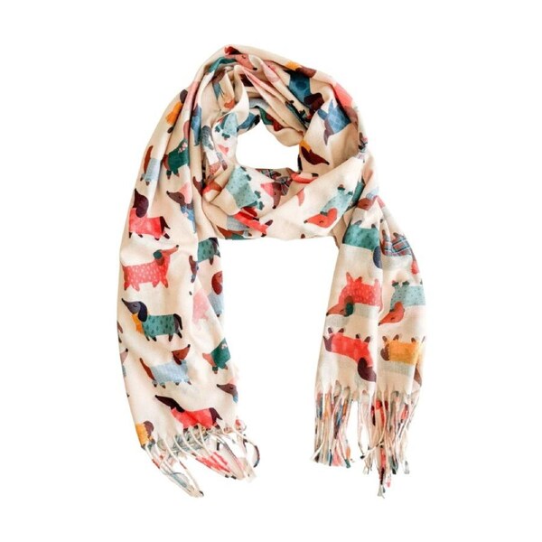 Urban Products Dashy Dog Scarf Cream Soft Fabric Fringed Edge 180cm
