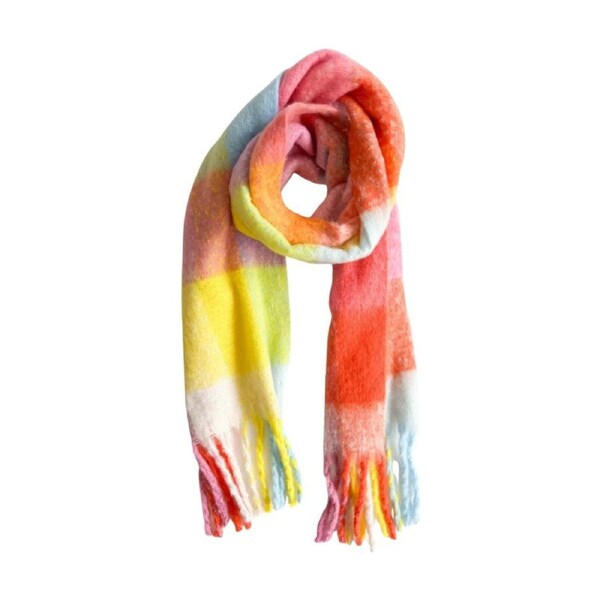Urban Products Quincey Multicolour Check Plush Scarf Women's Accessory 210cm