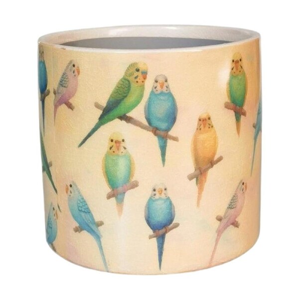 Urban Products Budgie Planter Yellow/Blue Ceramic Decorative Pot 17cm