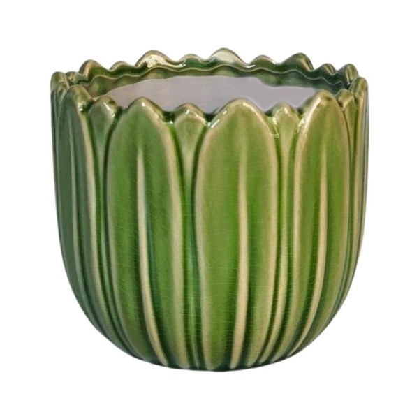 Urban Products Daintree Planter Green Ceramic Glossy Finish Pot 14cm