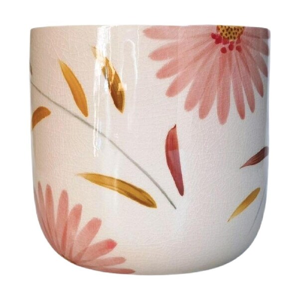Urban Products Maxine Floral Planter Red/Yellow Ceramic Pot 14cm