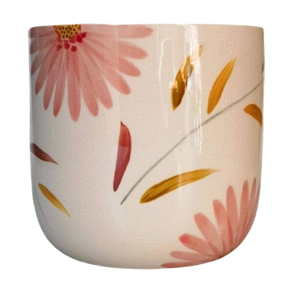 Urban Products Maxine Floral Planter Red/Yellow Ceramic Pot 20cm