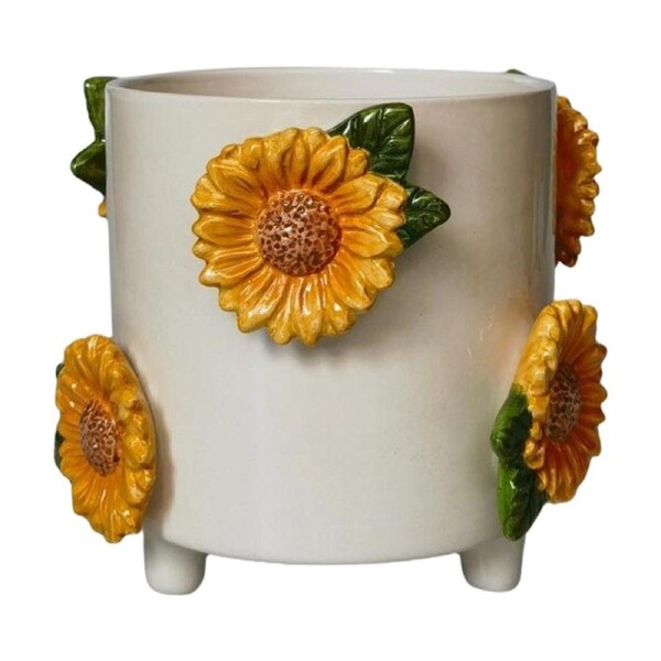 Urban Products Sunflower Planter Brown Ceramic Decorative Pot 15cm