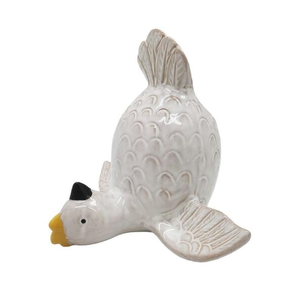 Urban Products Cockatoo Handstand White Ceramic Decorative Planter 17cm