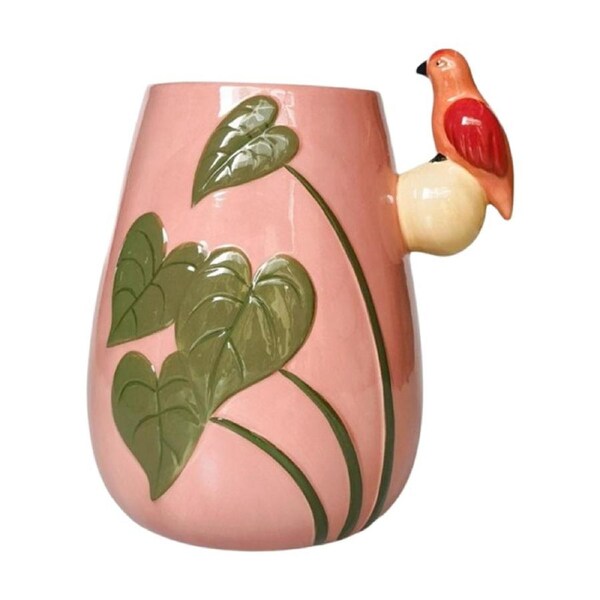 Urban Products Madagascar Pink Ceramic Bird Decorative Vase 20cm