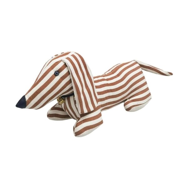 Urban Products Stripy Dachshund Dog Brown Plush Doorstopper 20cm
