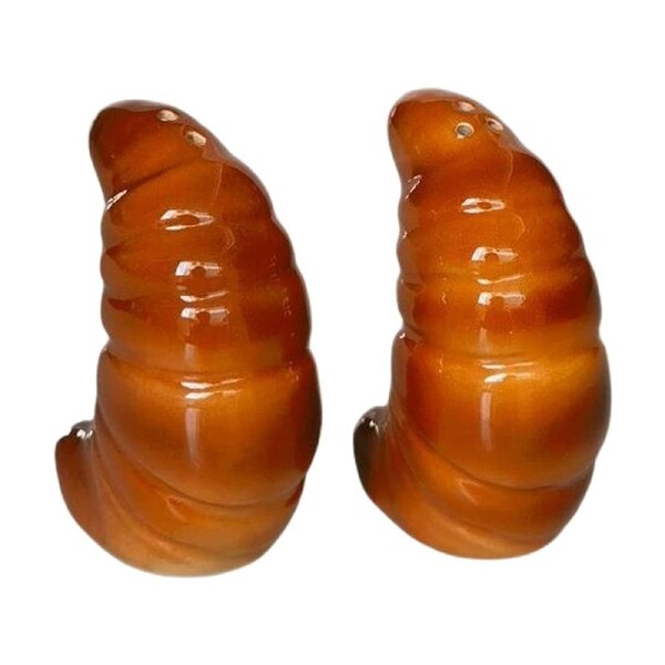 2pc Urban Products Croissant Brown Ceramic Salt & Pepper Shakers 9cm