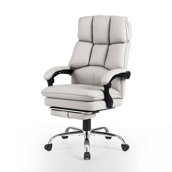 Giantex Ergonomic PU Leather Office Chair w/Height Adjustment Reclining Function Soft Padded High Back & Rolling Wheels Comfortable Task Chair