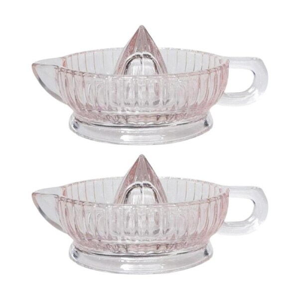 2x Urban Products Mari Juicer Pink Glass Citrus Reamer W/ Handle 17cm