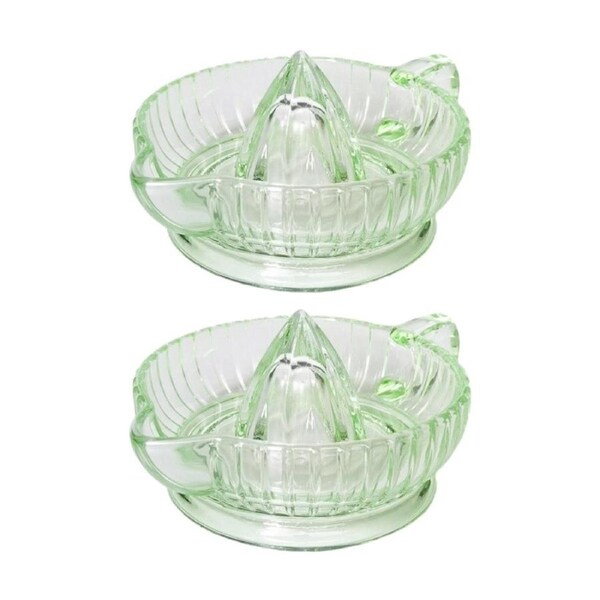 2x Urban Products Mari Green Tinted Glass Vintage Style Manual Juicer 17cm