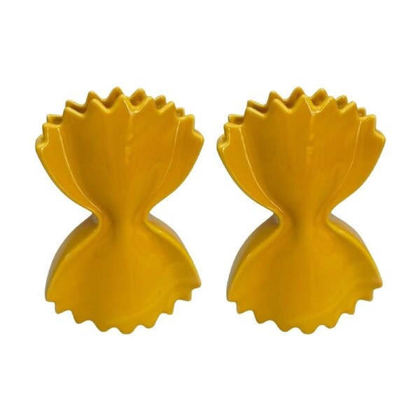 2x Urban Products Pasta Yellow Ceramic Glossy Finish Decorative Vase 24cm