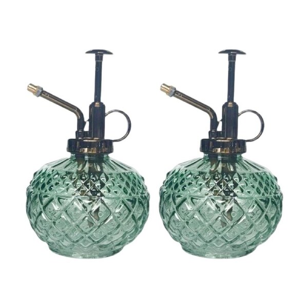 2x Urban Products Antique Water Mister Sage Glass Decorative Spray Bottle 16cm