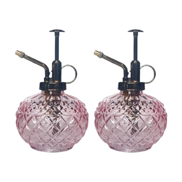 2x Urban Products Antique Water Mister Pink Glass Decorative Spray Bottle 16cm