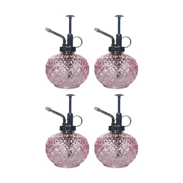 4x Urban Products Antique Water Mister Pink Glass Decorative Spray Bottle 16cm