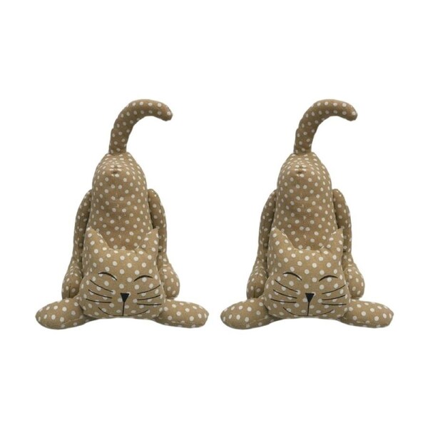 2x Urban Products Spotty Cat Beige Plush Doorstopper Decorative Decor 30cm